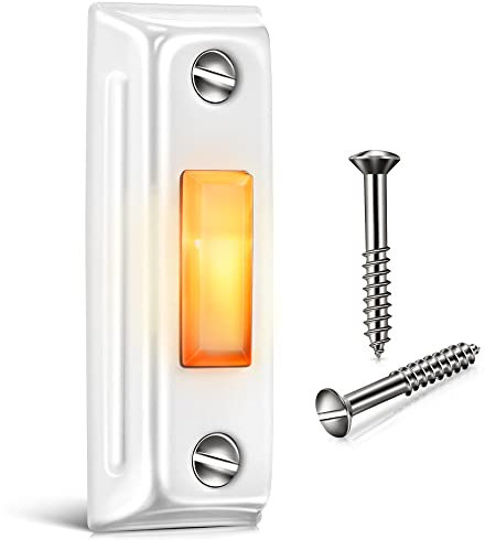 Dreyoo LED Lighted Doorbell Button, Upgraded Solid and Sleek Metal Wall Mounted Door Bell Push Buttons for Home, Universal Garage Door Opener Switch (White, 1 Pack)
