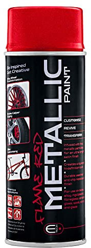 BITS4REASONS E-TECH Flame Red Formula Metallic Spray Paint for Automotive, Bikes, Scooters, Models, Hobbies Home & DIY. For Use On Metals, Alloy, Rigid Plastic, Glass & More- Heat Rated Up To 180°c