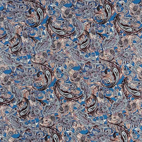 Mia Paisleymuster, floraler Viskose-Twill, Challis, bedruckt, Sommerkleidung, Kleid, Blusen, Vorhang, leichtes, seidiges Gefühl, 140 cm breit, Meterware, Capri-Stoff