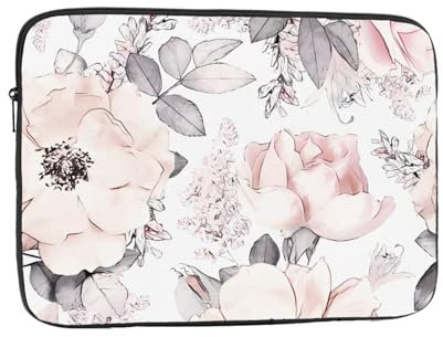 Housse de protection pour ordinateur portable de 10 à 17 pouces - Motif fleurs roses - Étanche et résistante aux chocs - Pour l'école, le bureau, les voyages