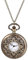 JewelryWe Taschenuhr Herren mit Kette Bronze: Vintage 24H Format Hohle Geschnitzte Blumenmuster Kettenuhr Analog Quarz Uhr mit Halskette Geschenk für Vater Ehemann Bruder