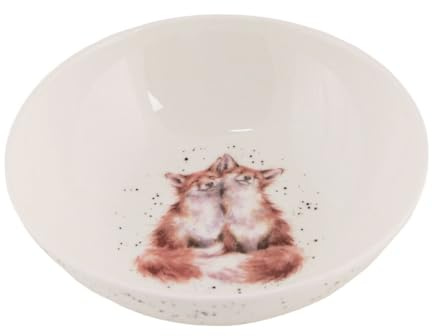 Wrendale Designs Porzellan Müsli Schale flach, Motiv Fuchs, ca. 15,3 cm D, ca. 400ml von der britischen Künstlerin Hannah Dale für Müsli Dessert Nachtisch Eiscreme Snacks- & Suppen oder als Geschenk
