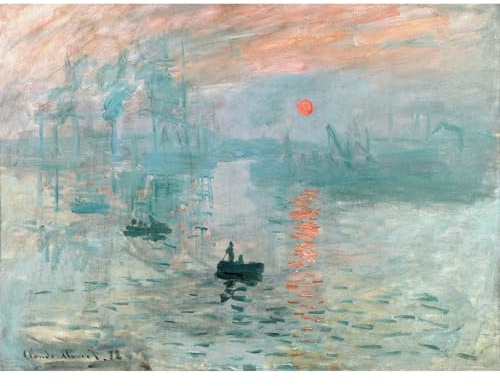 Bristlegrass Jigsaw Puzzles for Adults 1000 Pieces,Impression Sunrise -Claude Monet, Wooden Puzzle European Style Classical Oil Painting Home Decor Birthday Party Gifts Toys Men Women (1000pcs)