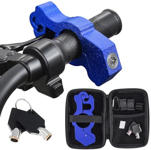 Windance Motorcycle Handlebar Lock Anti Theft Heavy Duty Brake Lever Parking Security Lock for Mopeds Motorbike Bike ATV (Blue)