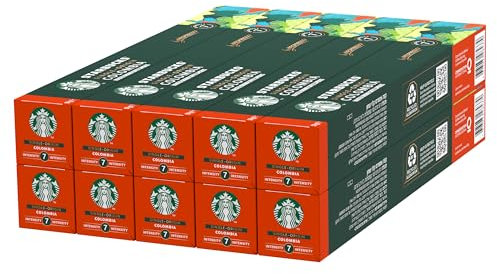 STARBUCKS Single-Origin Colombia by Nespresso, Torréfaction Ambrée, Capsules de Café 10 x 10 (100 Capsules)