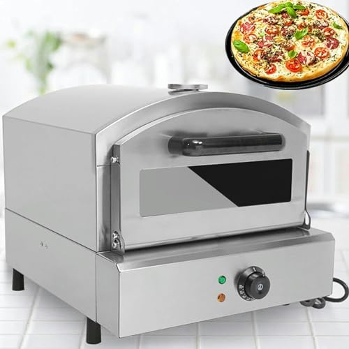 Horno De Pizza Comercial De Calefacción Eléctrica De Escritorio, Tostadora De Acero Inoxidable De 2 Capas Horno De Encimera Con Temperatura Controlada De 350 °C Con Vidrio Visual Engrosado,Electricity