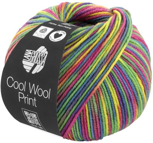 LANA GROSSA Cool Wool Print | Extrafeine Merinowolle waschmaschinenfest und filzfrei | Handstrickgarn aus 100% Schurwolle (Merino extrafein) | 50g Wolle zum Stricken & Häkeln | 160m Garn FB 833