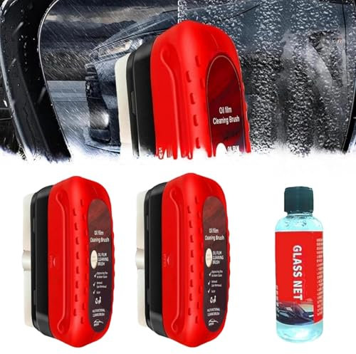 2 PCS Glass Cleaning Board, Automotive Film Cleaning Brush Car Windscreen Cleaner Oil Film Removal for Car Window Glass Wristband Natural (A)