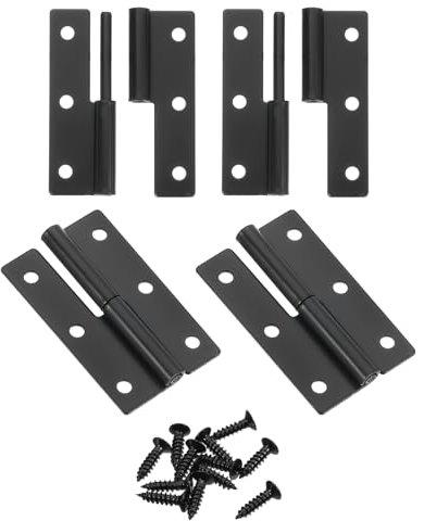 sourcing map 4 Pcs Lift Off Hinge, 2.5 Detachable Lift Off Hinges Right Handed Slip Joint Small Flag Hinges Rising Butt Door Hinges, Black