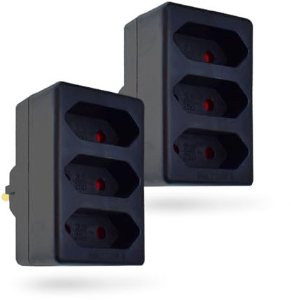 feletec 3-fach Steckdosenadapter 3x Euro, schwarz, 2 Stück, Mehrfachstecker, Mehrfachsteckdose