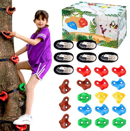 Generisch Klettergriffe,Kletterwandgriffe | 18X Baumklettergriffe in Nasenform | Indoor-Kletterwand, Spielplatzzubehör, Kinder-Kletterwand für den Außenbereich