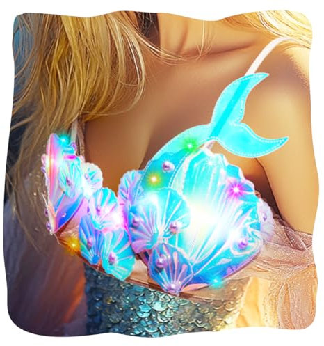 Flovel Meerjungfrau Muschel BH Glitzer Party Kostüm meerjungfrau kostüm Damen Meerjungfrau Bikini Oberteil für Damen Karneval Festival