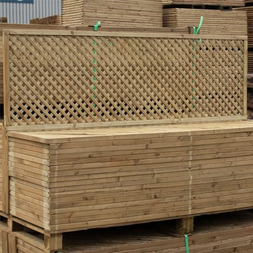 Premier Framed Diamond Elite Rounded Edge Smooth Lattice Trellis Pressure Treated Fence Topper Panel or Wall Climber Width: 6ft (183cm) x Height: 2ft (60cm) Privacy 20mm x 20mm Hole Design