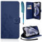 AROYI Lederhülle Kompatibel mit iPhone 12/12 Pro Hülle und Schutzfolie, Flip Wallet Handyhülle PU Leder Case Kartensteckplätzen Schutzhülle Kompatibel mit iPhone 12/12 Pro Dunkel Blau
