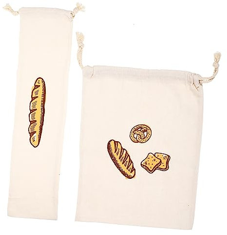 COLLBATH 2 Stücke Leinen Lebensmittel Lagerung Taschen Brot Taschen Leinen Kordelzug Backen Reusable