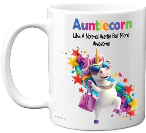 Stuff4 Auntie Gifts - Auntiecorn Mug - Happy Birthday Gifts for Auntie from Nephew Niece, Unicorn Mother's Day Presents, 11oz Ceramic Dishwasher Safe Premium Mugs