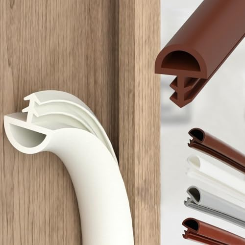 Dichtungsstreifen für Türen/Fenster, Silikon-Dichtung, D-Form, Braun, 100 m