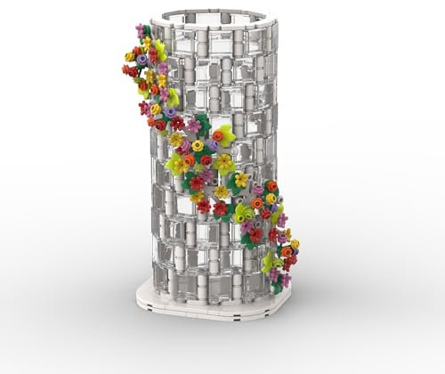 Zorwlodc Vase Jeu de Construction pour Lego 10280 Bouquet de Fleurs, Maquette de Vase Transparent avec Base, 480 Pièces, Compatible avec Lego 10313 10280 (Pas avec Bouquet de Fleurs)