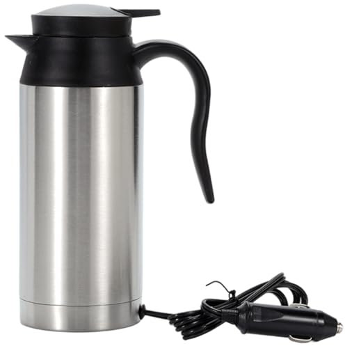 CGTQROVR Car Kettle 750 ML en Acier Inoxydable Portable électrique Kettle Heat Isolation 12V / 24V Hot Water Maker for Tea Coffee Milk