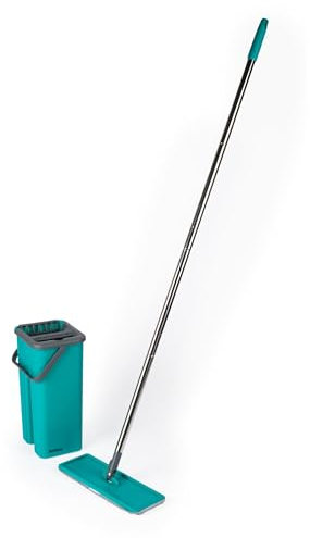 Beldray LA067234EU Mop and Bucket Set - Squeeze Mop Bucket, Soak & Wring, Wet & Dry, 2.5L Capacity & Built-In Wringer, Dirt Removing Scraper, Microfibre Flat Mop Head For Hard Floors, Easy Storage