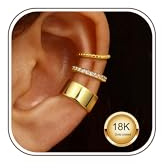 JeweBella Ohrmanschette Goldfarben Ohrringe Set Für Damen Ohne Ohrlöcher Künstliche Zirkonia Piercing Optik Helix Conch Knorpel Wrap Ohrschmuck