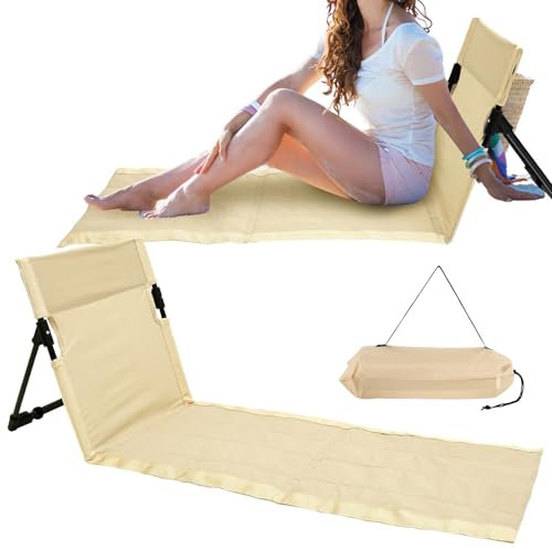 Gatphy Strandliege Klappbar Leicht 40x120cm Strandmatte mit Rückenlehne Liegestuhl Strand mit Aufbewahrungstasche Sonnenliege Strandstuhl Sommer Strandurlaub Sonnenbaden Camping