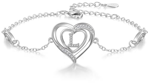Cosie Lily Armband Damen Silber 925, Herz Armband Mit Buchstaben Schmuck