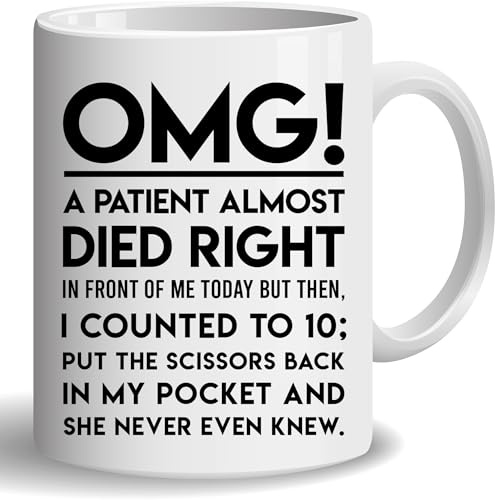 Kaffeebecher OMG, EIN Patient Wäre Fast Direkt Vor Meinen Augen Gestorben. Rettungssanitäter, Rettungssanitäter, Krankenpfleger Bürotasse Premium Keramik-Tasse Retro Kaffeetasse Für Arbeit 330ML