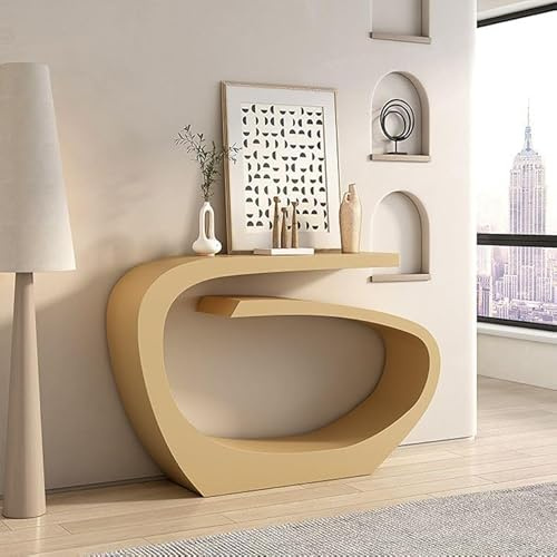 MESCXTY Console Table, Tall Metal Rectangular Narrow Entryway Table with Modern Abstract Frame Design, Entry Table Accent Sofa Table for Entryway Living Room, 55 L x 12 W x 33.5 H Gold