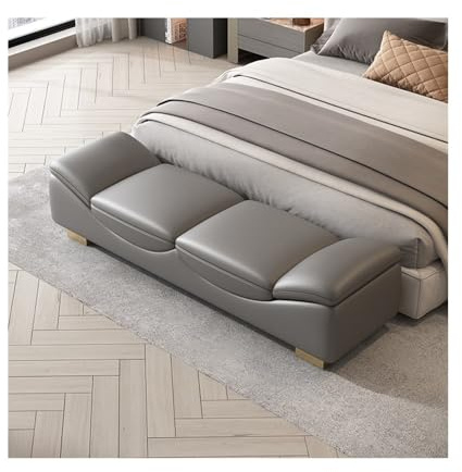 Light Luxury End of Bed Bench - Stilvolle Schlafzimmer-Ottomane, kleines Sofa Chaise für Eingangsbereich und Wohnzimmer, dunkelgrau, mittlere Schuhaufbewahrung und Sitzlösung