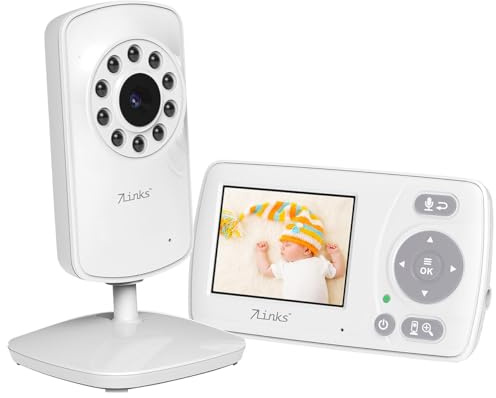 7links Babyphone Baby-Monitore: HD-Video-Babyphone mit 2,4-LCD-Display, IR-Nachtsicht, 300 m (mit Kamera schwenkbar, mit Nachtsichtkamera, USB)