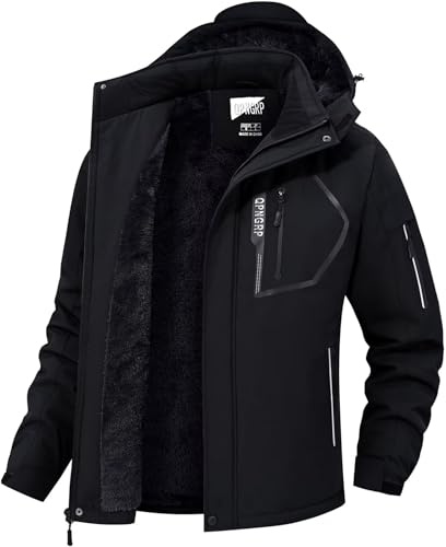 QPNGRP Herren Skijacke Wasserdicht Isoliert Winterjacke | 5 Reißverschlusstaschen, isoliert, wasserdicht