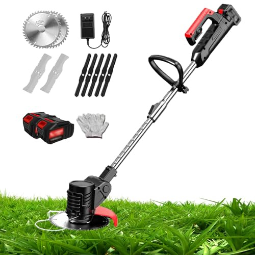 YLANMEI Désherbeur électrique réglable, Tondeuse à Gazon électrique multifonctionnelle au Lithium-ION, Coupe-légumes, Outil de Jardinage avec Batterie 24V/4.0Ah