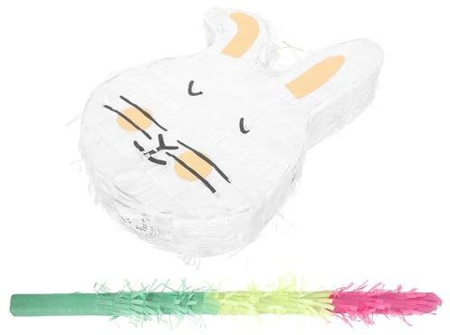 MOLUCKFU Set Giocattolo Decorazione a Forma di Coniglio Pignatta e Bastone Forniture per Feste di Compleanno e Pasqua per Design Compatto Riutilizzabile