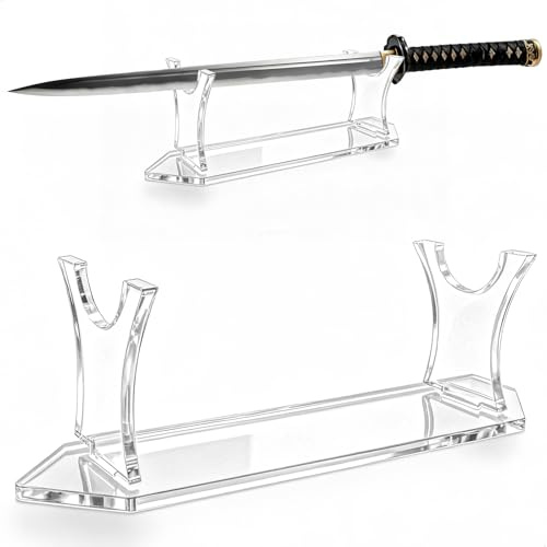 mongtsamz Support Katana, Transparent Support D'épée Katana Acrylique Support Sabre de Bureau Supports pour Arme Sabre Laser Wakizashi Tanto, 1 Pièces