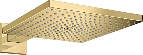 hansgrohe Raindance E Kopfbrause mit Brausearm, Polished Gold Optic | Brausekopf 300 x 300 mm, max. 8,3 l/min (EcoSmart), einfach zu reinigen (QuickClean), Wandmontage, 26239990