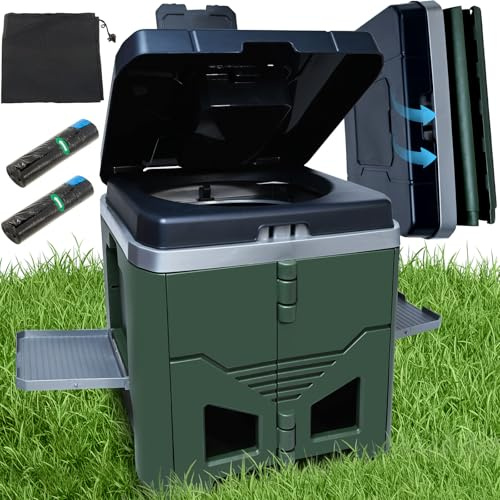 Dazhtu WC Portátil para Camping MAX 150 kg, Inodoro Portatil para Camping con Tapa y Bandeja, WC Plegable de Viaje para Adultos para Camping, Autocaravana, Senderismo, Coche & Emergencias