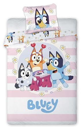 BrandMac Bluey Party Wende-Bettwäsche-Set Bettbezug 135x200 Kissenbezug 80x80 Kinder