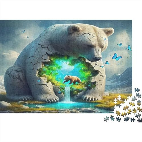 Polar Bear Jigsaw Puzzle Educational Game Bear with Tree in Broken Ice for Adults Teens Age 12 Years Up 52x38cm 1000pcs