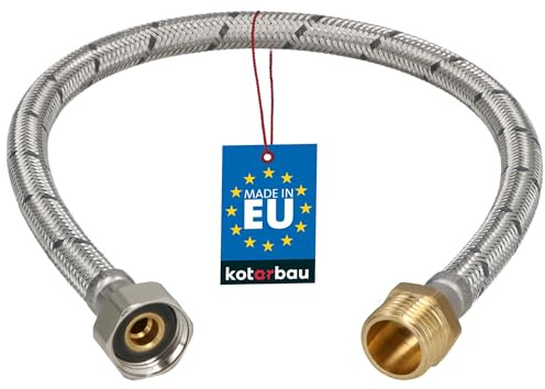 KOTARBAU® Flexschlauch 1/2 x 1/2, Wasserschlauch 50 cm, Panzerschlauch | Außengewinde x Innengewinde, Anschlussschlauch für Armatur, Schlauch Für Wasserhahn, Edelstahlummantelt