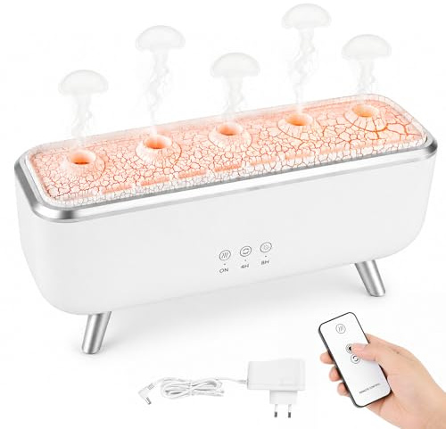 Aroma Diffuser mit Quallenförmiger Nebel & Fernbedienung, Luftbefeuchter Schlafzimmer Leise mit 7-Farben LED & 4/8H Timer humidifier für Ätherische Öle Raumbefeuchter Aromatherapie für Yoga Meditation