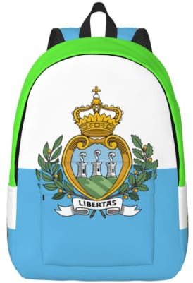 Yyoretp Rucksack mit Flagge von San Marino, aus Leinen, modisch, lässig, leicht, für Reisen, Mehrzwecktasche, Schwarz , S, Casual
