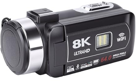 VBESTLIFE Videocamera Professionale 8K Zoom Digitale 18X, Touch Screen da 3 Pollici, Supporto USB per Principianti