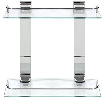 MODONA Wandregal aus Glas mit Schiene – Chrom poliert – 5 Jahre Garantie