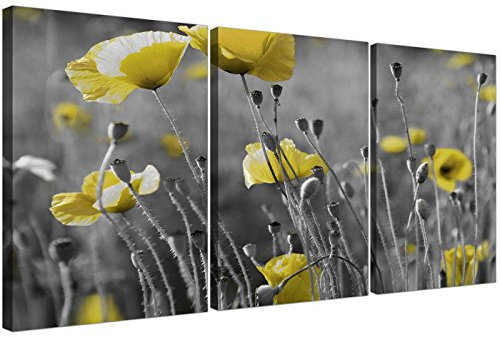Wallfillers Yellow Poppies Canvas Art Set of 3 for your Living Room - 3258