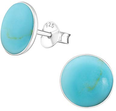 Laimons Damen-Ohrstecker Damenschmuck rund Design Platte Türkis Sterling Silber 925