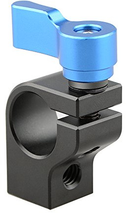 CAMVATE 15 mm Rod Clamp mit zwei 1/4-20 Schraube Loch für Kamera Minitor (blau Knauf)