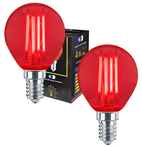 Long Life Lamp Company 2 x Ambient Red 4w LED Golf Ball Red Light Bulb E14 Clear Glass