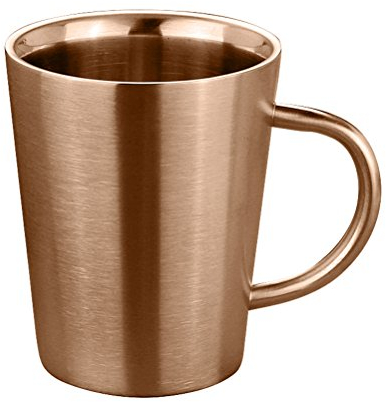 BESTOMZ 304 Edelstahl Kaffeebecher Kaffeetasse Doppelwandige Bierkrug Tee Tasse mit Griff - Roségold, 400ml