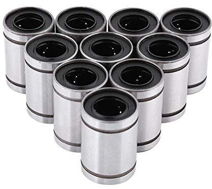 Akozon Linear Motion Bearing, 10pcs Linear Ball Bearings LM12UU 12mm Linear Motion Ball Bearing Bushing for 12mm Rod for Linear Motion on 3D Printer, CNC, and Other Applications